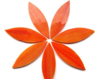 Mosaic Tiles/ 10pc. LARGE 50mm Orange Flame Stained Glass Petals/Petal Shaped Mosaic Tiles//Mosaic Surplus//Mosaic Tiles//Mosaic Sup
