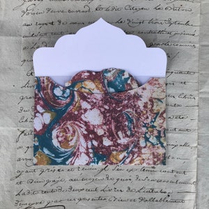 Antique Style Marbled Paper Ornate Envelope and Six Gift Tags Craft Elements Scrapbook Supplies