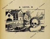Gothic Graveyard Skull Memento Mori - Digital Download Image Transfer Pillow Burlap Iron-On Teeshirt Fabric Scrapbooking Digital Stamp