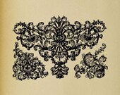Baroque Acanthus Floral Swirls - Digital Download Image Transfer Pillow Burlap Iron-On Teeshirt Fabric Scrapbooking Digital Stamp