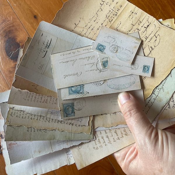 Early 19th Century French Empire Era Postage Ephemera Letters Envelopes Handwriting Script Printed Paper Cards Tags