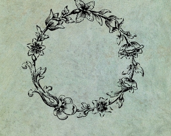 Round Floral Wreath - Antique Style Clear Stamp