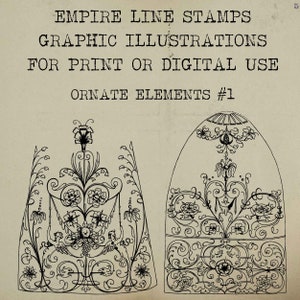 Sierlijke Elementen 1 - Digitale download Image Transfer Pillow Iron-On Teeshirt Fabric Scrapbooking Digital Stamp Clipart