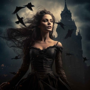 Download Druckbare Wandkunst Einzigartige Kunst Wohnkultur - Dunkle Mittelalter Frau