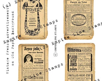 Vintage French Adverts on Old Aged Paper 6x4 inch ATC Scrapbooking Papercrafts Instant Download Digital Download