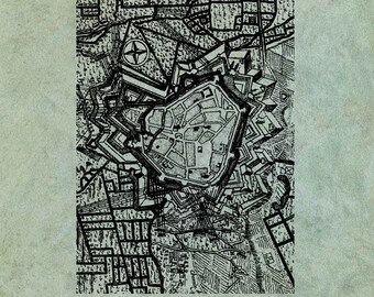 ATC Background Detailed Old City Map Plan - Antique Style Clear Stamp