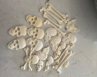 Handmade Resin Elements Fauxnament Craft Supply Art Element Job LOT Bones Skulls Ornament Wall Decor Decorative Element Lot 2 Ready to Ship