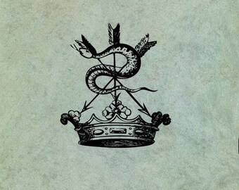 Crown with Hissing Snake and Arrows  - Antique Style Clear Stamp