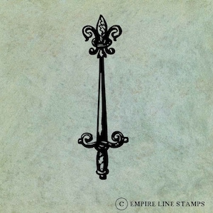 Sword with Fleur de Lys - Antique Style Clear Stamp
