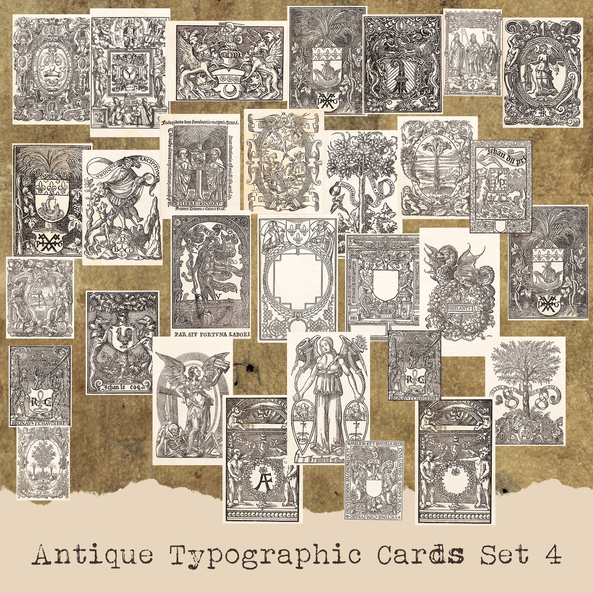 Vintage Typographic Symbols Cards 30 Designs Set 4 - Etsy