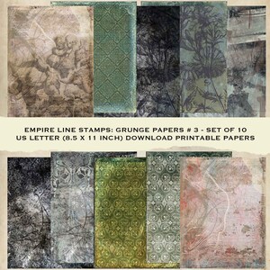 Set von ZEHN eleganten Grunge Dark Edgy 8,5 x 11 Zoll Full-Size-Papiere Herunterladbare druckbare Scrapbook-Papier-Bastelarbeiten