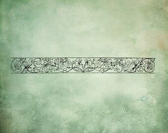 Baroque Ornamental Stamp Horizontal Ornate Floral Banner - Antique Style Clear Stamp 16/3