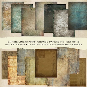 Set von fünfzehn eleganten Grunge Dark Edgy mittelalterlichen Muster 8,5 x 11 Zoll Full Size Papiere Herunterladbare druckbare Scrapbook Papier Handwerk