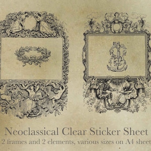 Self Adhesive Transparent Clear Sticker Decal Sheet Neoclassical Frames Elements French Early 19th Century Cut Yourself Whole Sheet Glossy
