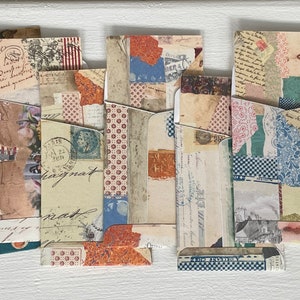 Set of SIX mini note cards and self adhesive envelopes vintage antique collage Frankel paper design stationery set