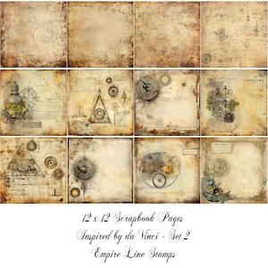 Inspiriert von Da Vinci 12x12 Zoll Full Size Papiere Herunterladbare druckbare Scrapbook Paper Crafts Set 2