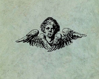 Winged Angel Cherub LARGE - Antique Style Clear Stamp