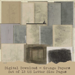 Set von DREIZEHN Grunge Papier Texturen Distressed Folds Scribbles 8,5 x 11 Zoll Papiere Herunterladbare druckbare Scrapbook Papier Handwerk
