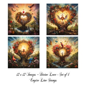 Set of Four Original Artworks for Printing at Home - Divine Love - 12x12 inch files to download