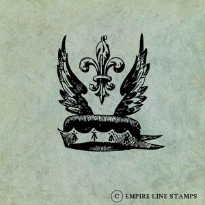 Winged Hat With Fleur de Lys - Antique Style Clear Stamp