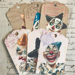 Antique Style Clown Circus Ephemera Tags