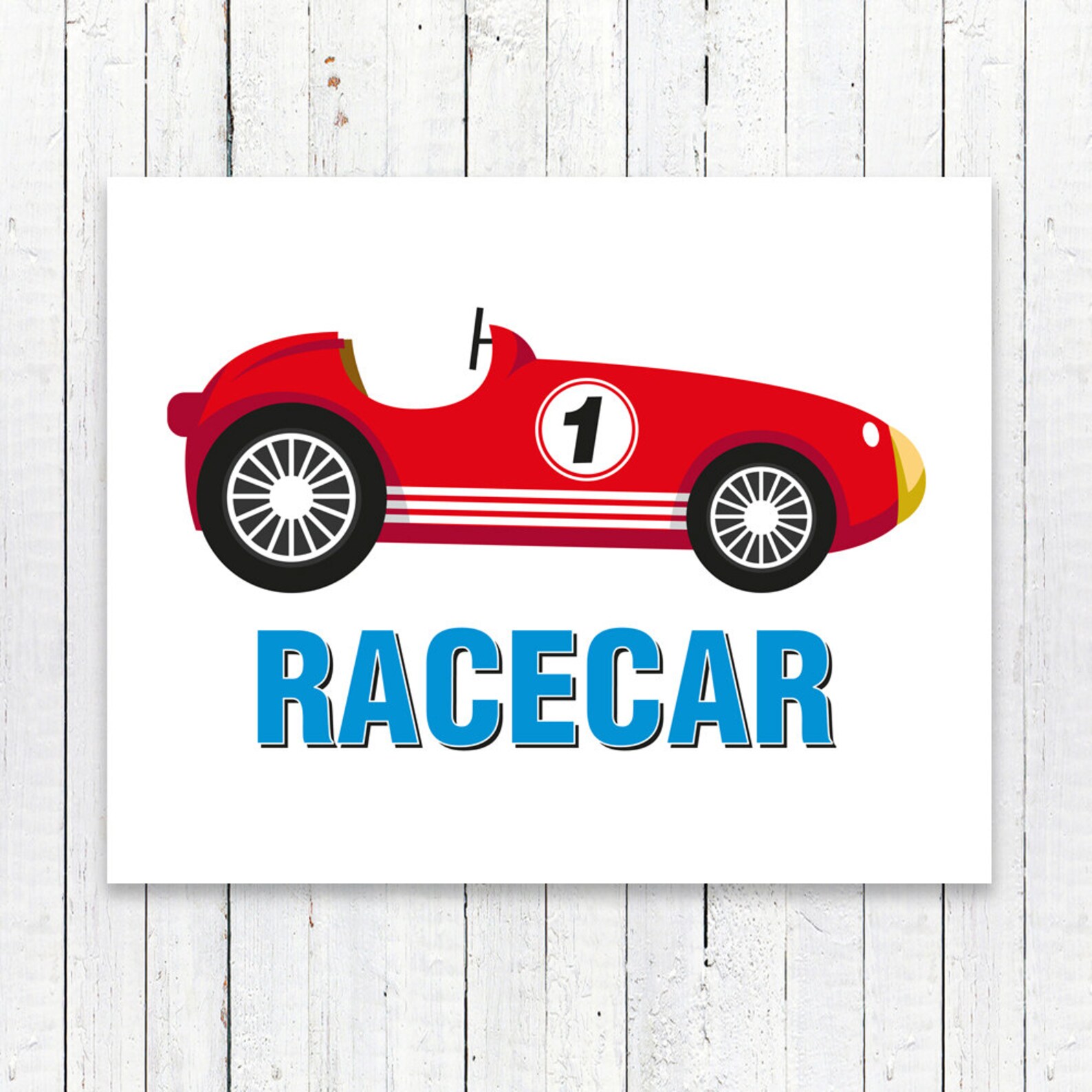 Race Car Print Red Race Car Print Boy Room Art Playroom - Etsy