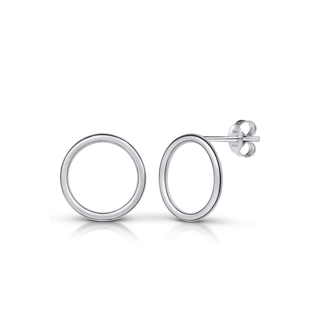 【HYERES LOR】Noailles circle Silver earring 30mm Sterling Silver Hollow Circle Ladies Fashion Earrings