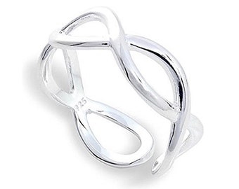 silver ring thumb adjustable infinity open twist hollow cross design ladies fashion ring
