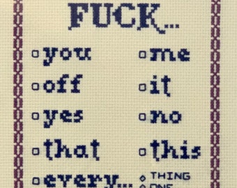 F Swear Word Cross Stitch Pattern (Digital Download)