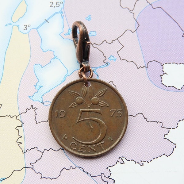 Netherlands/Dutch penny charm personalized birth year 1948-1950-1951-1952-1953-1954-1955-1956-1957-1958-1960-1961-1962-1963-1964-1965