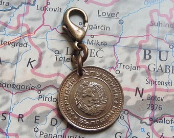 Bulgaria coin charm - personalized charm - Bulgaria jewelry - Bulgaria wedding gift - Madara horseman - wedding gift