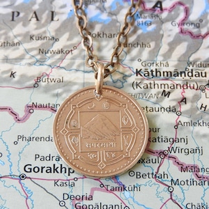 Nepal coin necklace/keychain 7 different designs made of original coins from Nepal Himalaya mountains Mount Everest image 2