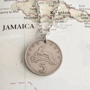 Jamaica coin necklace/keychain - 3 different designs - made of genuine coins - crocodile necklace - travel gift - Jamaica necklace