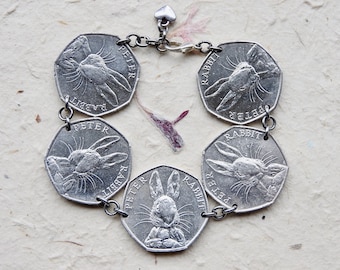 Genuine Peter Rabbit coin bracelet from the writer Beatrix Potter - limited edition - book jewelry - original gift - United Kingdom