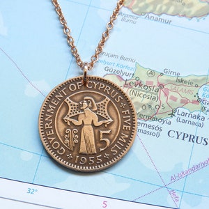 Cyprus coin necklace/keychain - 4 different designs - made of genuine coins - wanderlust necklace - Cyprus personalized necklace