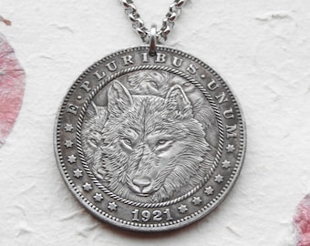 Wolf coin token necklace/keychain - limited edition - Wolf necklace - Wolf keychain