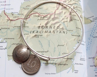 Borneo coin bangle bracelet - made of genuine coins - Borneo bracelet - personalized bangle bracelet