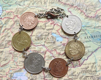 Armenia coin bracelet - made of genuine coins - personalized jewelry - Armenia personalized bracelet - customized bracelet