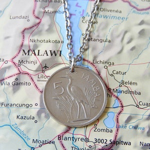 Malawi coin necklace/keychain 8 different designs made of genuine coins from Malawi elephant Africa rooster corn heron Coin necklace 3