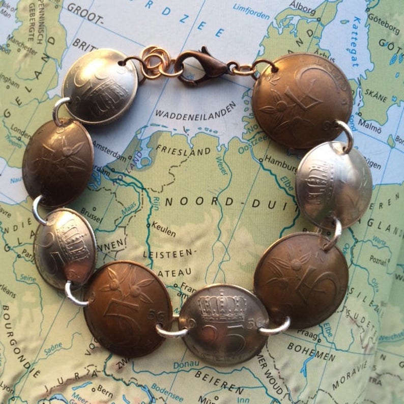 Dutch coin bracelet in birth year-Netherlands-1982-1983-1984-1985-1986-1987-1988-1989