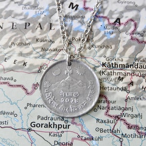 Nepal coin necklace/keychain 7 different designs made of original coins from Nepal Himalaya mountains Mount Everest Coin necklace 2