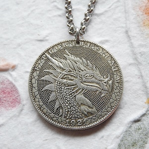 Dragon head coin token necklace/keychain - limited edition - Dragon necklace - Dragon keychain - Dragon jewelry