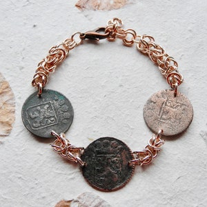 VOC antique Overijssel 1735|1746|1780 Dutch &#39;duit&#39;(penny) coin bracelet - Dutch East India company - VOC bracelet - antique bracelet