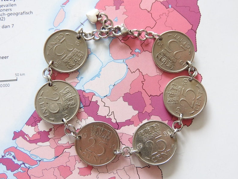 NetherlandsDutch 1948 tm 2001 quarter bracelet birthweddingjubilee year personalized gift 1950195519601965197019751980 birthday