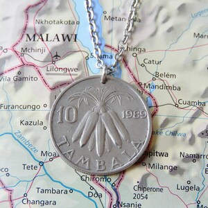 Malawi coin necklace/keychain 8 different designs made of genuine coins from Malawi elephant Africa rooster corn heron Coin necklace 5