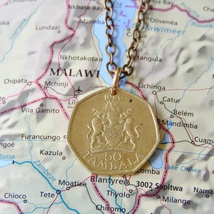 Malawi coin necklace/keychain 8 different designs made of genuine coins from Malawi elephant Africa rooster corn heron Coin necklace 6