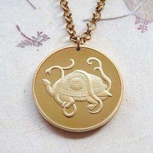 Black Tortoise of the North | coin token necklace/keychain | The Four Mythological Symbols of China | Yin Yang | mythical creatures | Winter
