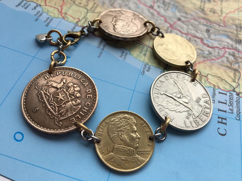 South America Chile coin bracelet made of original coins