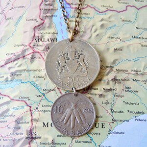 Malawi coin necklace/keychain 8 different designs made of genuine coins from Malawi elephant Africa rooster corn heron Coin necklace 8