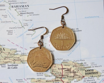 Haiti coin earrings - 3 different designs - made of genuine coins from Haiti - travel gift - personalized earrings - D'Haiti- Port-au-Prince